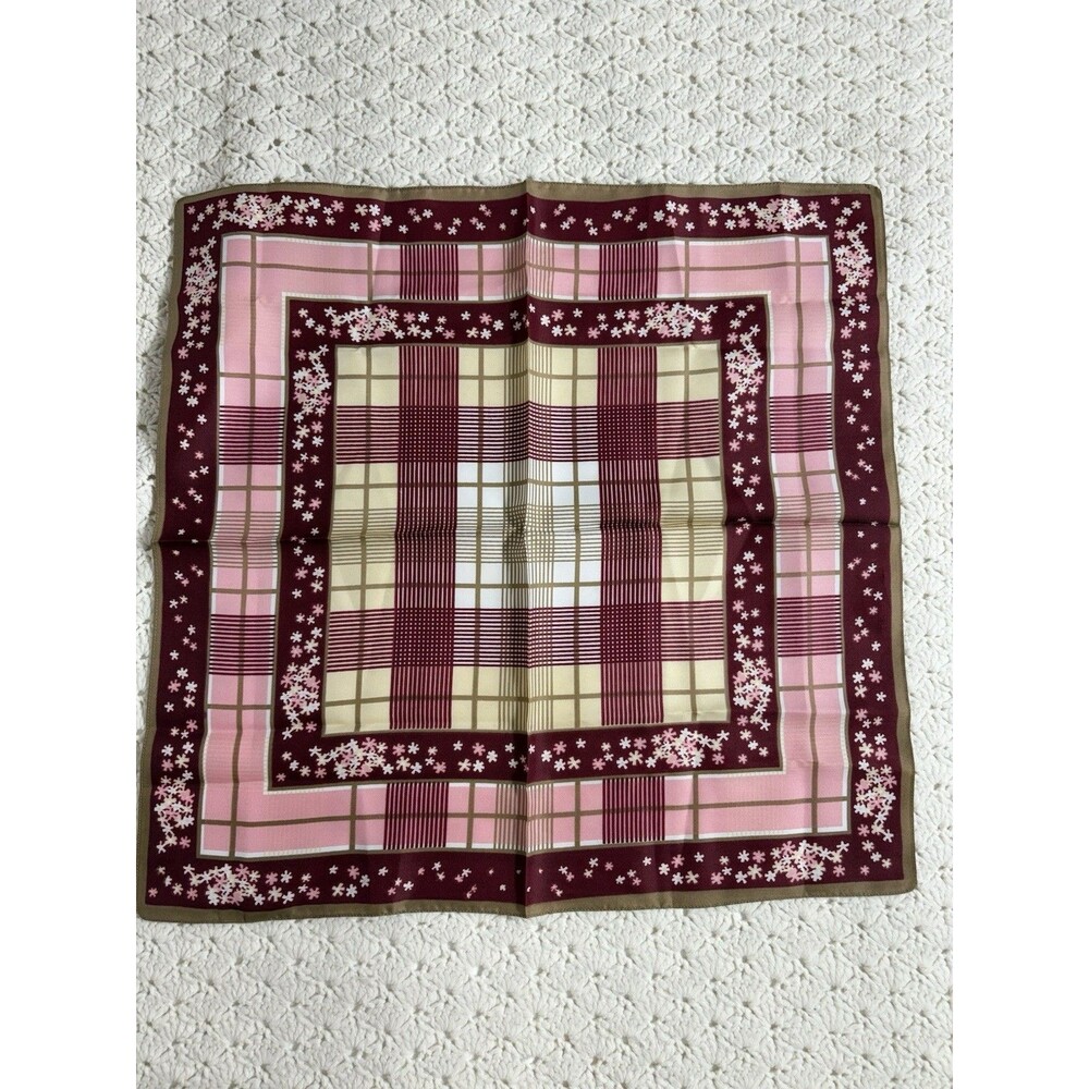 Vintage Accessory Street Polyester Square Scarf 20" Made in Italy EUC Cranberry